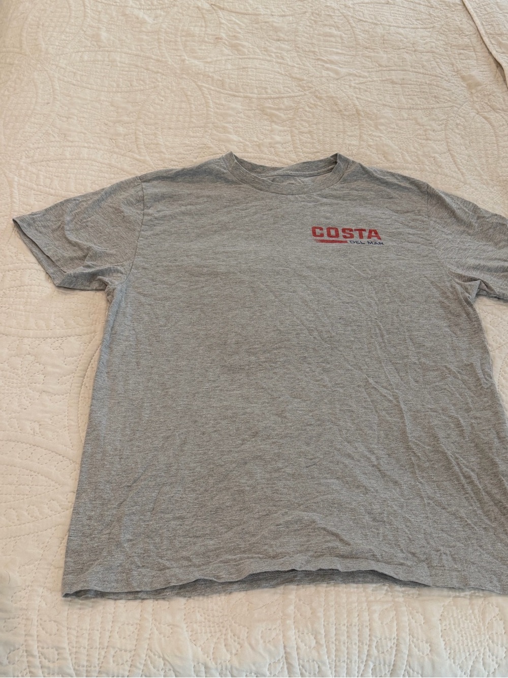Costa Men’s Gray Short-Sleeve Tee with Red Logo